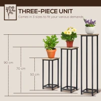 Outsunny Set of 3 Outdoor Plant Stand, Display End Table, Plant Shelf Corner Planter Pot Rack for Indoor Outdoor Home Patio Garden Decor(m-4)