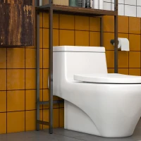 kleankin Over The Toilet Cabinet, Industrial Bathroom Above Toilet Storage with Double Door Cupboard and Adjustable Shelf, Brown(m-9)