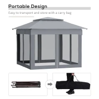 Outsunny 11' x 11' Pop Up Canopy, Outdoor Patio Gazebo Shelter with Removable Zipper Netting, Instant Event Tent w/ 114 Square Feet of Shade and Carry Bag for Backyard, Garden, Gray(m-6)
