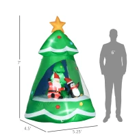 HOMCOM 7FT Inflatable Christmas Tree Decorations with Santa Claus and Penguin, Blow-Up Outdoor LED Christmas Decor(m-3)