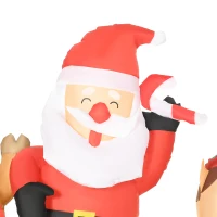 HOMCOM 6.6' Christmas Inflatables Outdoor Decorations Dinosaur Carrying Santa Claus, Elf, and Reindeer, Blow-Up LED Yard Christmas Decor, Waterproof(m-9)