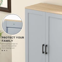 HOMCOM Freestanding Kitchen Pantry, 4-Door Kitchen Pantry Cabinet with Adjustable Shelves and Doors, Gray(m-6)