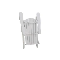 Outsunny 3-Piece Folding Adirondack Chair with Ottoman and Side Table, Outdoor Wooden Fire Pit Chairs w/ High-back, Wide Armrests for Patio, Backyard, Garden, Lawn Furniture, White(m-9)