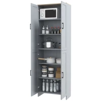HOMCOM Freestanding Kitchen Pantry, 4-Door Kitchen Pantry Cabinet with Adjustable Shelves and Doors, Gray(m-8)