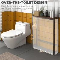 kleankin Over The Toilet Cabinet, Industrial Bathroom Above Toilet Storage with Double Door Cupboard and Adjustable Shelf, Brown(m-5)