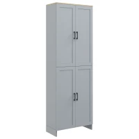 HOMCOM Freestanding Kitchen Pantry, 4-Door Kitchen Pantry Cabinet with Adjustable Shelves and Doors, Gray(m-10)