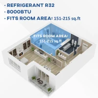 HOMCOM 8000 BTU Smart WiFi Portable Air Conditioner, Remote Control for Rooms up to 215 Sq. Ft., Energy Efficient, White(m-3)