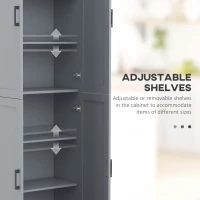 HOMCOM Freestanding Kitchen Pantry, 4-Door Kitchen Pantry Cabinet with Adjustable Shelves and Doors, Gray(m-5)