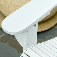 Outsunny 3-Piece Folding Adirondack Chair with Ottoman and Side Table, Outdoor Wooden Fire Pit Chairs w/ High-back, Wide Armrests for Patio, Backyard, Garden, Lawn Furniture, White(m-8)