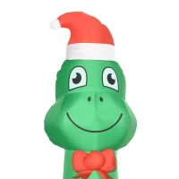 HOMCOM 6.6' Christmas Inflatables Outdoor Decorations Dinosaur Carrying Santa Claus, Elf, and Reindeer, Blow-Up LED Yard Christmas Decor, Waterproof(m-8)