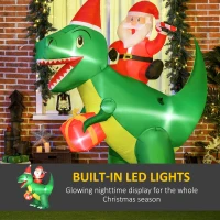 HOMCOM 6ft Christmas Inflatable Santa Claus Riding Dinosaur for Outdoor, Yard Blow Up Decoration with LED Lights for Party(m-4)