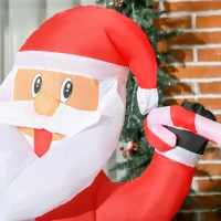 HOMCOM 6ft Christmas Inflatable Santa Claus Riding Dinosaur for Outdoor, Yard Blow Up Decoration with LED Lights for Party(m-9)