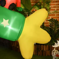 HOMCOM 9' Christmas Inflatables Outdoor Decorations Rocket Carrying Santa Claus, Elf, and Reindeer, Blow-Up LED Yard Christmas Decor, Waterproof(m-9)