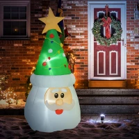 HOMCOM 6' Christmas Inflatables Outdoor Decorations Santa Claus Wearing Hat, Blow-Up LED Yard Christmas Decor, Waterproof(m-2)