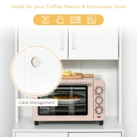 HOMCOM Modern Kitchen Cupboard with Storage Cabinet Hutch, 2 Cabinets, 3 Drawers and Open Countertop, White(m-6)