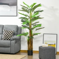 HOMCOM 6FT Artificial Tropical Palm Tree, Faux Decorative Plant in Nursery Pot for Indoor or Outdoor Décor(m-2)