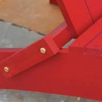 Outsunny 3-Piece Folding Adirondack Chair with Ottoman and Side Table, Outdoor Wooden Fire Pit Chairs w/ High-back, Wide Armrests for Patio, Backyard, Garden, Lawn Furniture, Red(m-9)