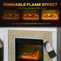 HOMCOM 31.5" Electric Fireplace with Mantel, 1400W Freestanding Fireplace Heater with Remote Control, Overheat Protection, Timer, White(m-4)