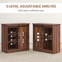 HOMCOM Farmhouse Kitchen Sideboard Buffet Cabinet Coffee Bar Cabinet with Sliding Barn Door and Adjustable Shelf Brown(m-5)