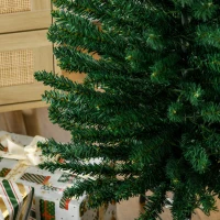 HOMCOM 7' Artificial Pencil Christmas Trees Holiday Decoration with Colorful LED Lights, Steel Base, Skinny Shape(m-9)