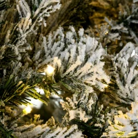 HOMCOM 9' Prelit Artificial Flocked Christmas Trees, with Snow Frosted Branches, Warm White LED Lights, Auto Open(m-9)
