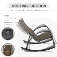 Outsunny 3 Pieces Patio Wicker Rocking Chair Set, Outdoor PE Rattan Bistro Rocker Set w/ Aluminum Frame, and Glass Top Coffee Table for Garden, Porch, Poolside, Brown(m-5)