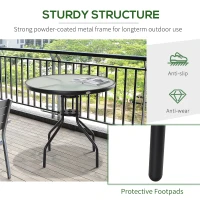 Outsunny 31.5'' Round Bistro Table Outdoor Dining Coffee Table w/ Tempered Glass Top Patio Garden Side Table Weather-resistant(m-6)
