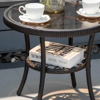 Outsunny 3 Pieces Patio Wicker Rocking Set, Outdoor PE Rattan Bistro Furniture Set with Soft Padded Cushions, Pillows and Round Glass Top Coffee Table for Patio, Backyard, Garden, Green(m-9)