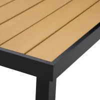 Outsunny 75" x 35" Outdoor Dining Table for 8 People, Rectangular Aluminum Frame Garden Table with All-Weather Faux Wood Top for Garden, Lawn, Patio, Natural(m-10)