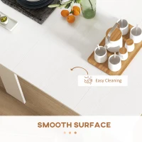 HOMCOM Extendable Dining Table, Expandable Kitchen Table for Small Spaces, Seats up to 6 People, White(m-6)