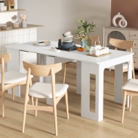 HOMCOM Extendable Dining Table, Expandable Kitchen Table for Small Spaces, Seats up to 6 People, White