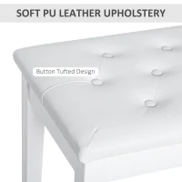 HOMCOM 30" Piano Bench with Padded Cushion and Storage, Faux Leather Keyboard Bench with Solid Wood Legs, White(m-5)