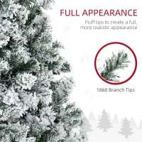 HOMCOM 9' Prelit Artificial Flocked Christmas Trees, with Snow Frosted Branches, Warm White LED Lights, Auto Open(m-6)