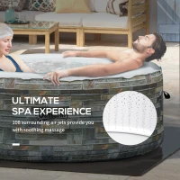 Outsunny 2-3 Person Inflatable Hot Tub, Outdoor Round Portable Spa with 108 Heated Air Jets, Cover, Pump, 2 Filter Cartridges, Mixed Grey(m-5)