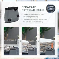 Outsunny 2-3 Person Inflatable Hot Tub, Outdoor Round Portable Spa with 108 Heated Air Jets, Cover, Pump, 2 Filter Cartridges, Mixed Grey(m-6)