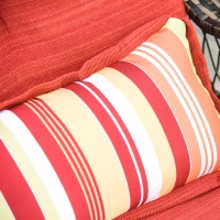 Outsunny Outdoor Rocking Chair with Seat and Back Cushion, Outdoor PE Rattan Garden Chair with Curved Armrests, for Porch, Backyard, Poolside, Red(m-8)