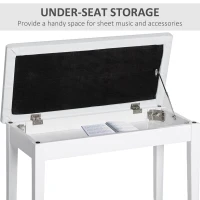HOMCOM 30" Piano Bench with Padded Cushion and Storage, Faux Leather Keyboard Bench with Solid Wood Legs, White(m-6)