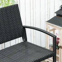 Outsunny Rattan Wicker Loveseat Garden Bench Hand Woven Portable Backyard Black(m-7)