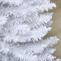 HOMCOM 7ft Pencil Christmas Tree, Slim Artificial Christmas Tree with Realistic Branches and Warm White LED Lights, White(m-9)