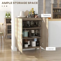 HOMCOM Boho Sideboard Buffet Cabinet, Natural Finish with 2 Rattan Doors, Elegant Storage Solution for Dining Room & Kitchen(m-6)