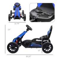 Aosom Kids Pedal Go Kart W/ Adjustable Seat, Swing Axle, Blue(m-3)