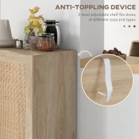 HOMCOM Boho Sideboard Buffet Cabinet, Natural Finish with 2 Rattan Doors, Elegant Storage Solution for Dining Room & Kitchen(m-3)