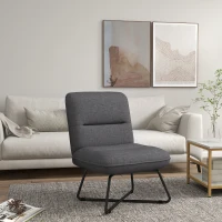 HOMCOM Armless Accent Chair, Upholstered Side Chair for Living Room with Crossed Steel Legs, Dark Grey(m-10)