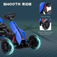 Aosom Kids Pedal Go Kart W/ Adjustable Seat, Swing Axle, Blue(m-6)