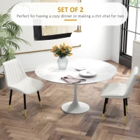 HOMCOM Dining Chairs Set of 2, Modern Kitchen Chair with PU Leather Upholstery and Steel Legs for Living Room, Bedroom, Cream(m-4)