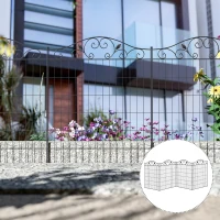 Outsunny Decorative Garden Fencing, 4 Panel Steel Wire Frame Outdoor Barrier, Enhances Backyard Privacy(m-1)