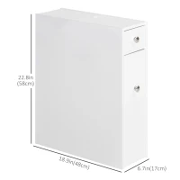 HOMCOM Space Saving Toilet Paper Cabinet, Narrow Bathroom Cabinet with Drawers and Hidden Storage, White(m-3)