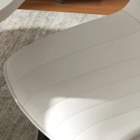 HOMCOM Dining Chairs Set of 2, Modern Kitchen Chair with PU Leather Upholstery and Steel Legs for Living Room, Bedroom, Cream(m-10)