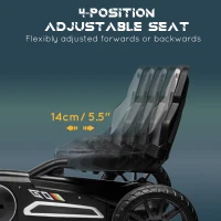 Aosom Pedal Go Kart for Kids, Pedal Car with Swing Axle, Adjustable Bucket, Handbrake, 4 EVA Wheels Powered Ride, Indoor Foot Racer, for 3-8 Years Old, White(m-4)