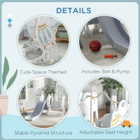 Qaba Toddler Swing and Slide Set with Basketball Hoop, Space Theme, Gray(m-7)